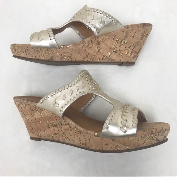 Jack Rogers Emilia Cork Wedge Sandal Matte Gold - Picture 11 of 16